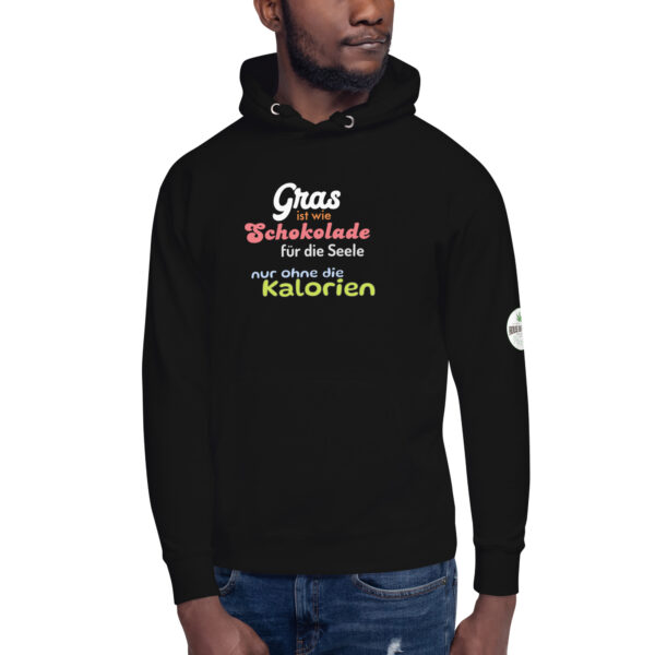 Unisex-Kapuzenpullover Hoodie "Gras ist wie Schokolade für die Seele, nur ohne die Kalorien" – Bild 5