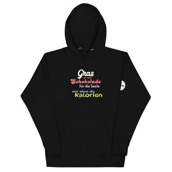 Unisex-Kapuzenpullover Hoodie "Gras ist wie Schokolade für die Seele, nur ohne die Kalorien" – Bild 10