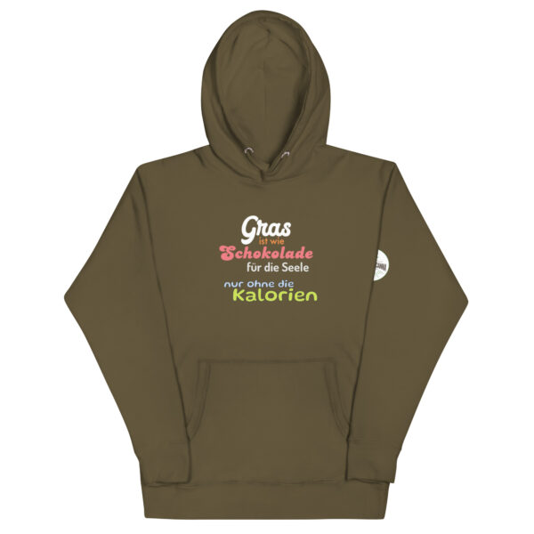 Unisex-Kapuzenpullover Hoodie "Gras ist wie Schokolade für die Seele, nur ohne die Kalorien" – Bild 16